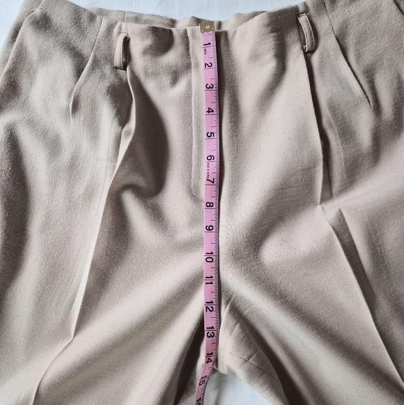 Talbots Petites Italian Fabric Wool Blend Pleated Trousers - Beige 14P - Picture 7 of 10